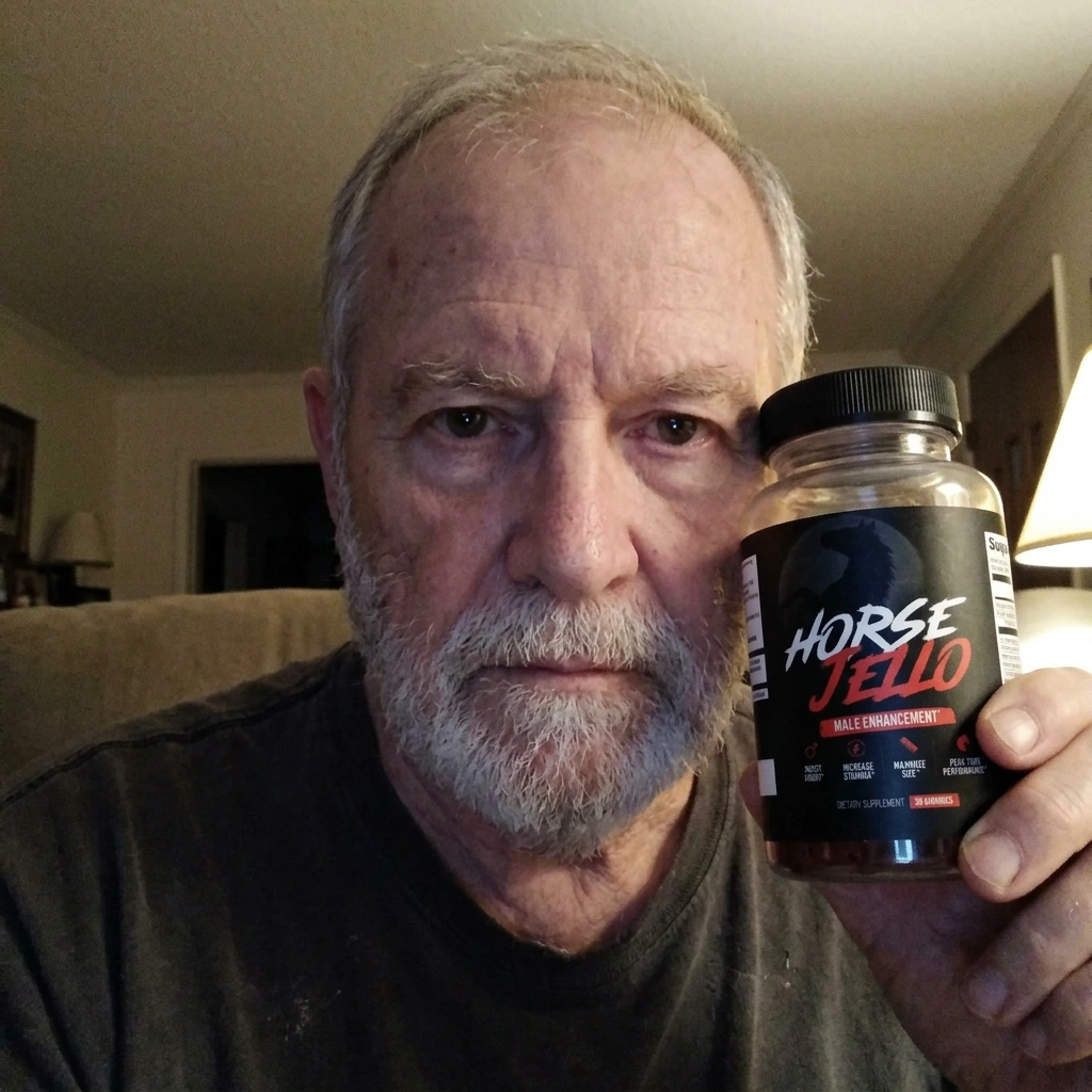 HorseJello verified customer Derek P. holding the gummies bottle